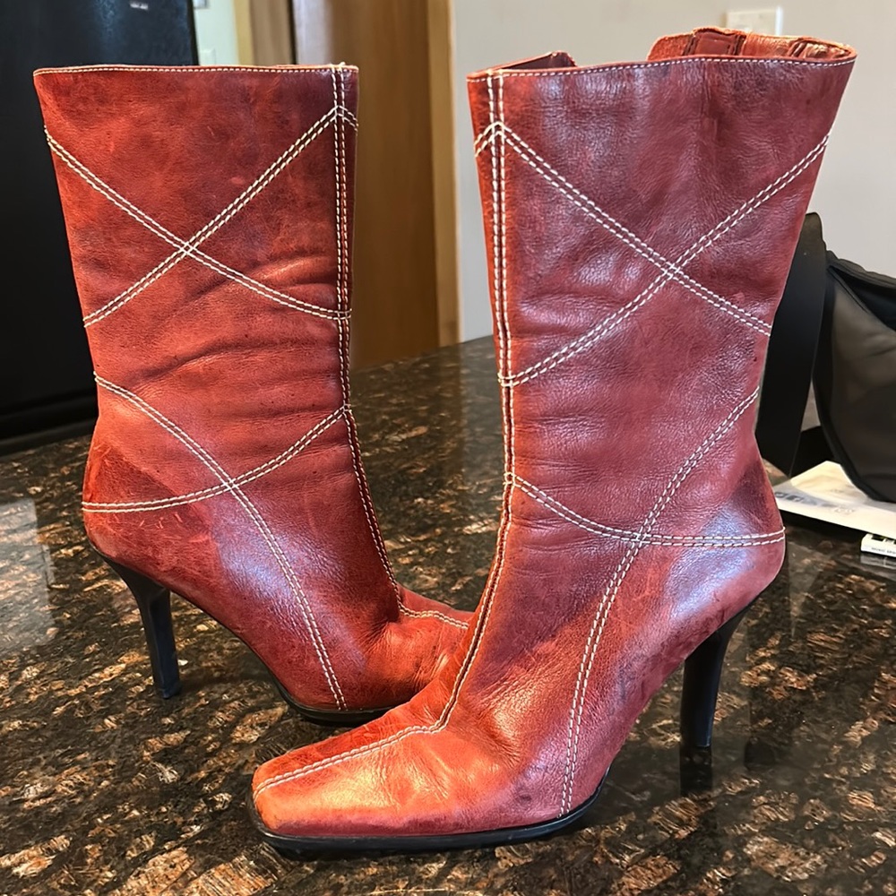 Red BP leather square toe boots